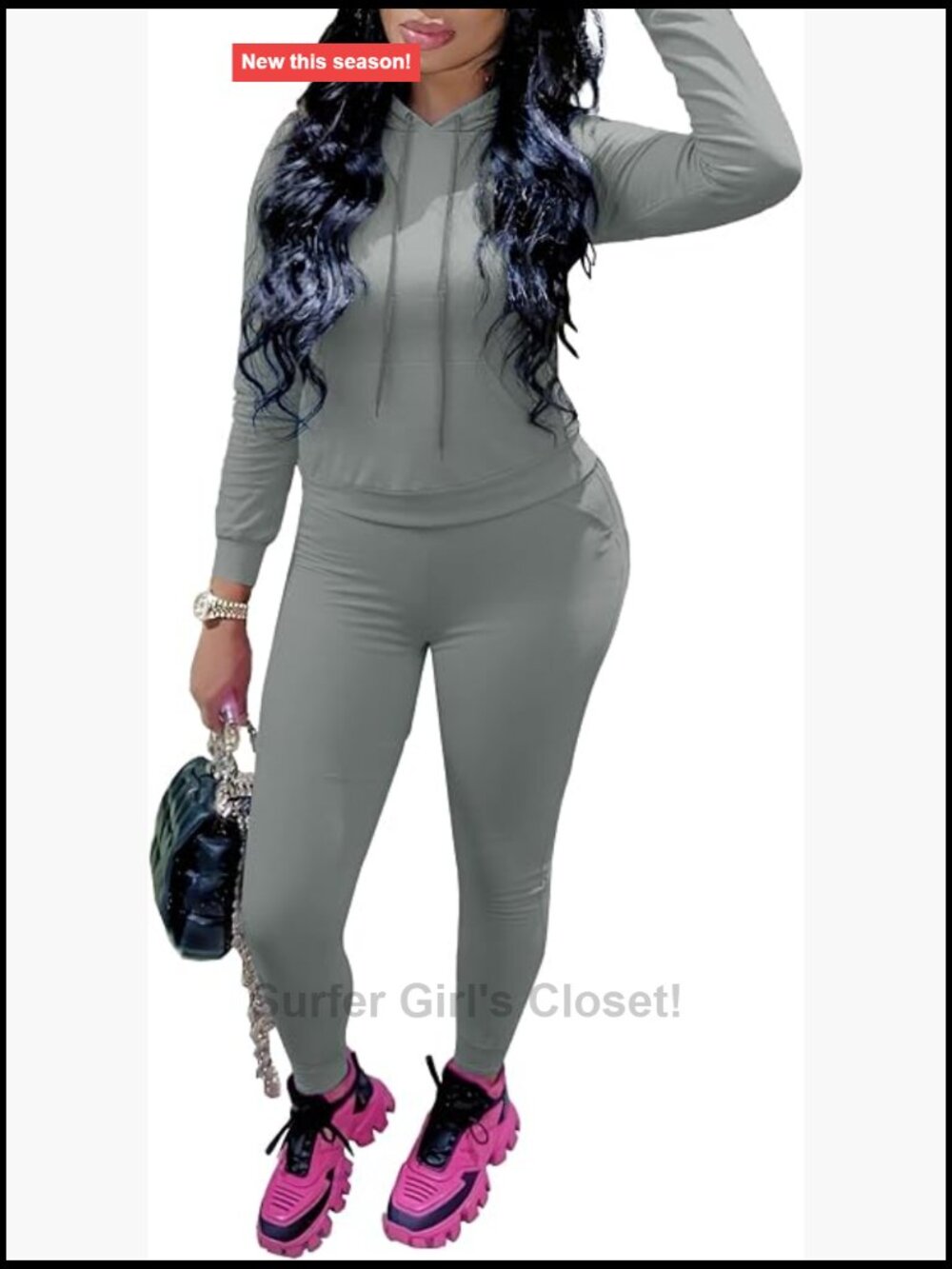 2 Piece Hoodie Tracksuit Long Sleeve Top Stretchy Leggings Set for Workout